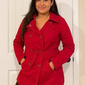 Mossimo Supply Co. Red Double-Breasted Trench Coat